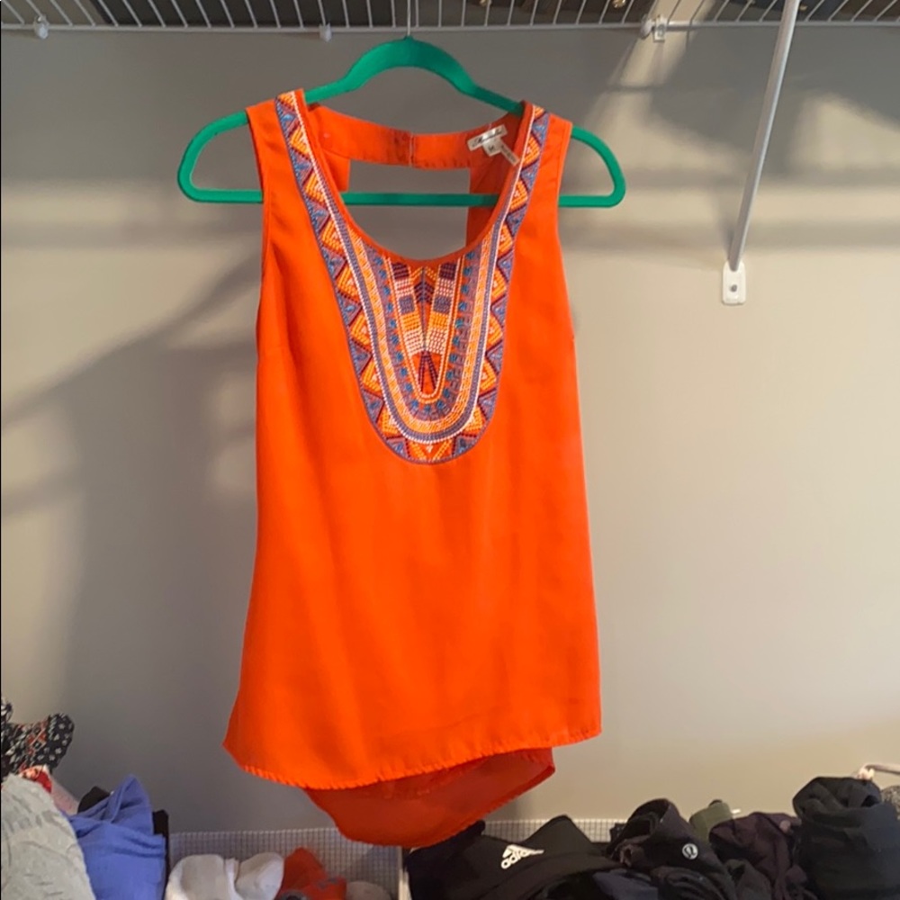Bright orange tank top